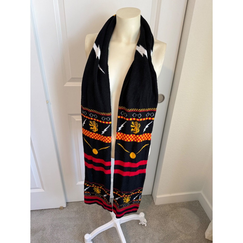 Harry Potter Gryffindor Scarf Black Red Knit Lion Lightning Bolt Snitch Glasses